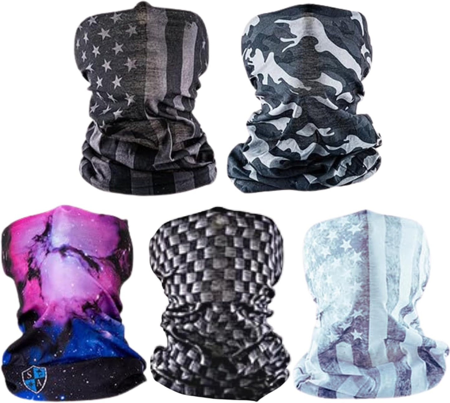 Company 5-Pack UV Face Shield | UV 30+ Multipurpose Neck Gaiter Balaclava for Adults