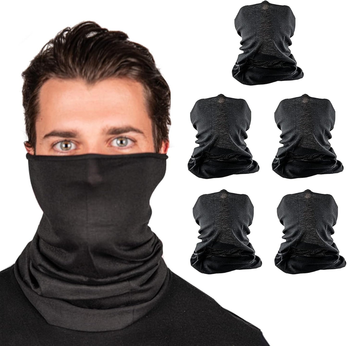 Company 5-Pack UV Face Shield | UV 30+ Multipurpose Neck Gaiter Balaclava for Adults