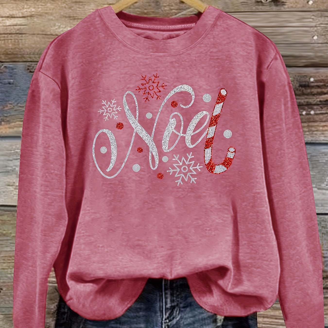 Women's Vintage Christmas Snowflake & Candy Cane Graphic Pri