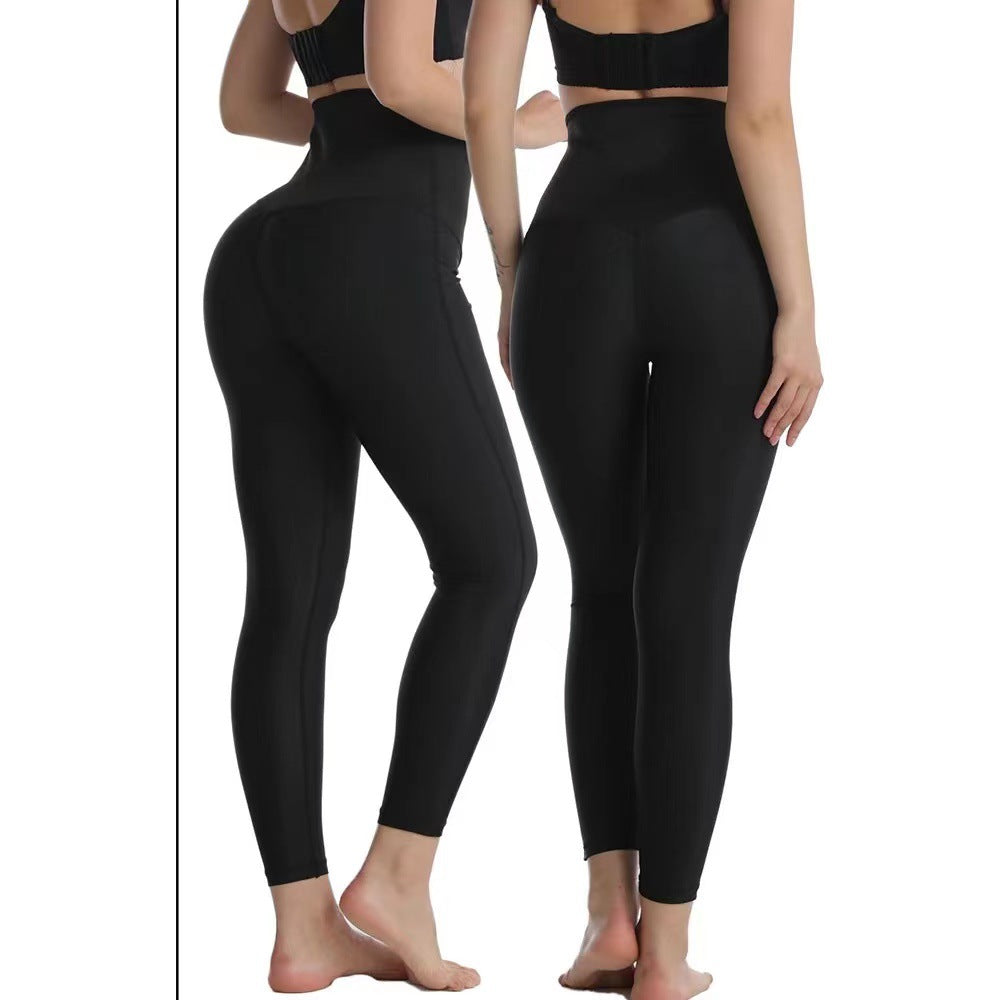 European and American breasted abdominal compression sweatpants, cropped pants, waist cinching yoga pants