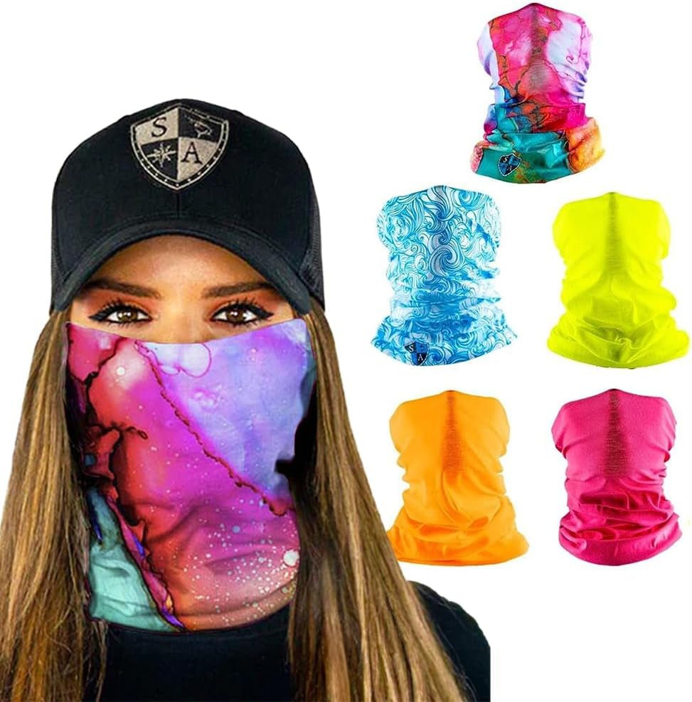 Company 5-Pack UV Face Shield | UV 30+ Multipurpose Neck Gaiter Balaclava for Adults