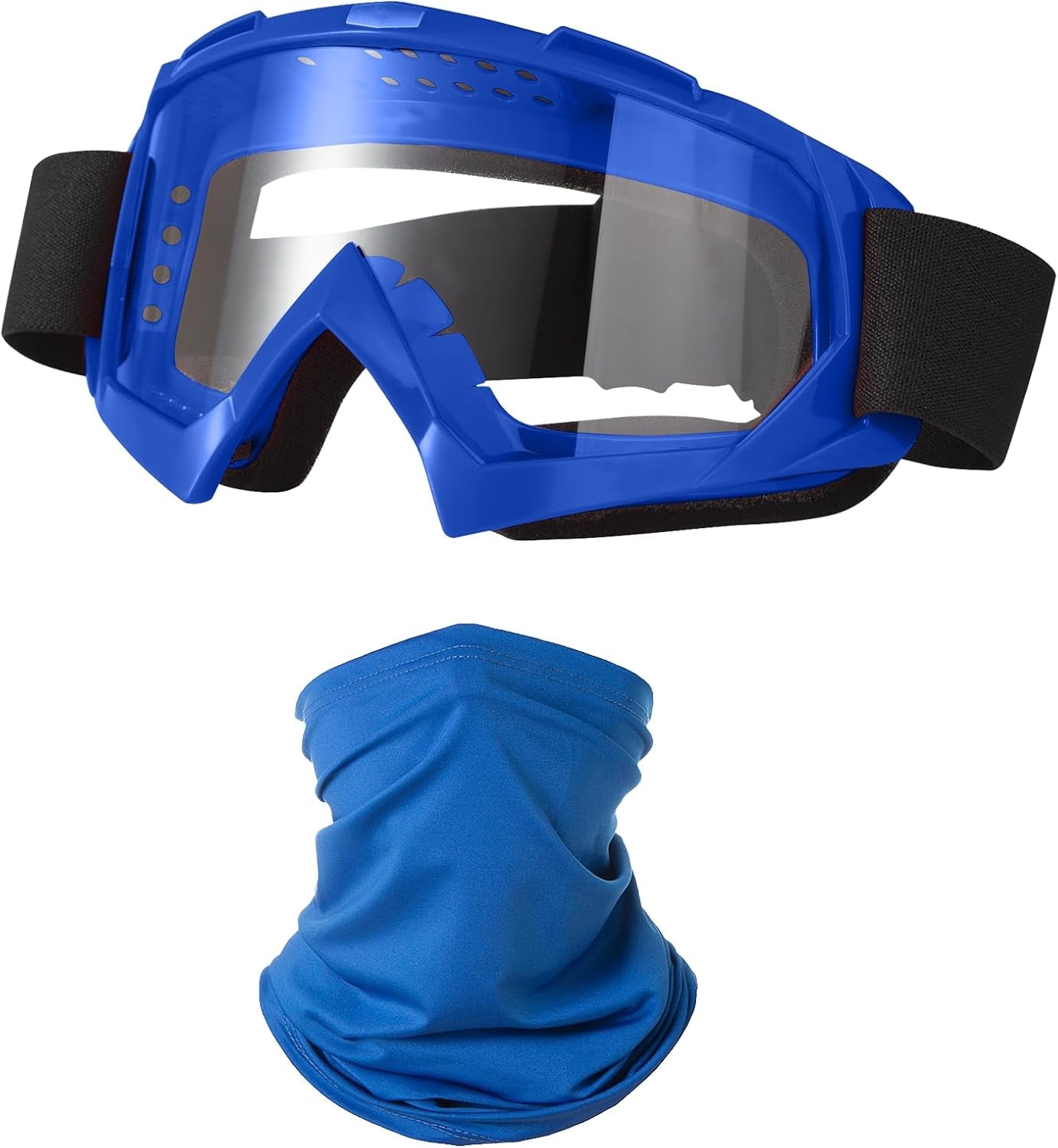 Motorcycle Goggles Dirt Bike ATV Off-Road Riding Motocross Glasses with Sun UV Protection Neck Gaiter Face Cover
