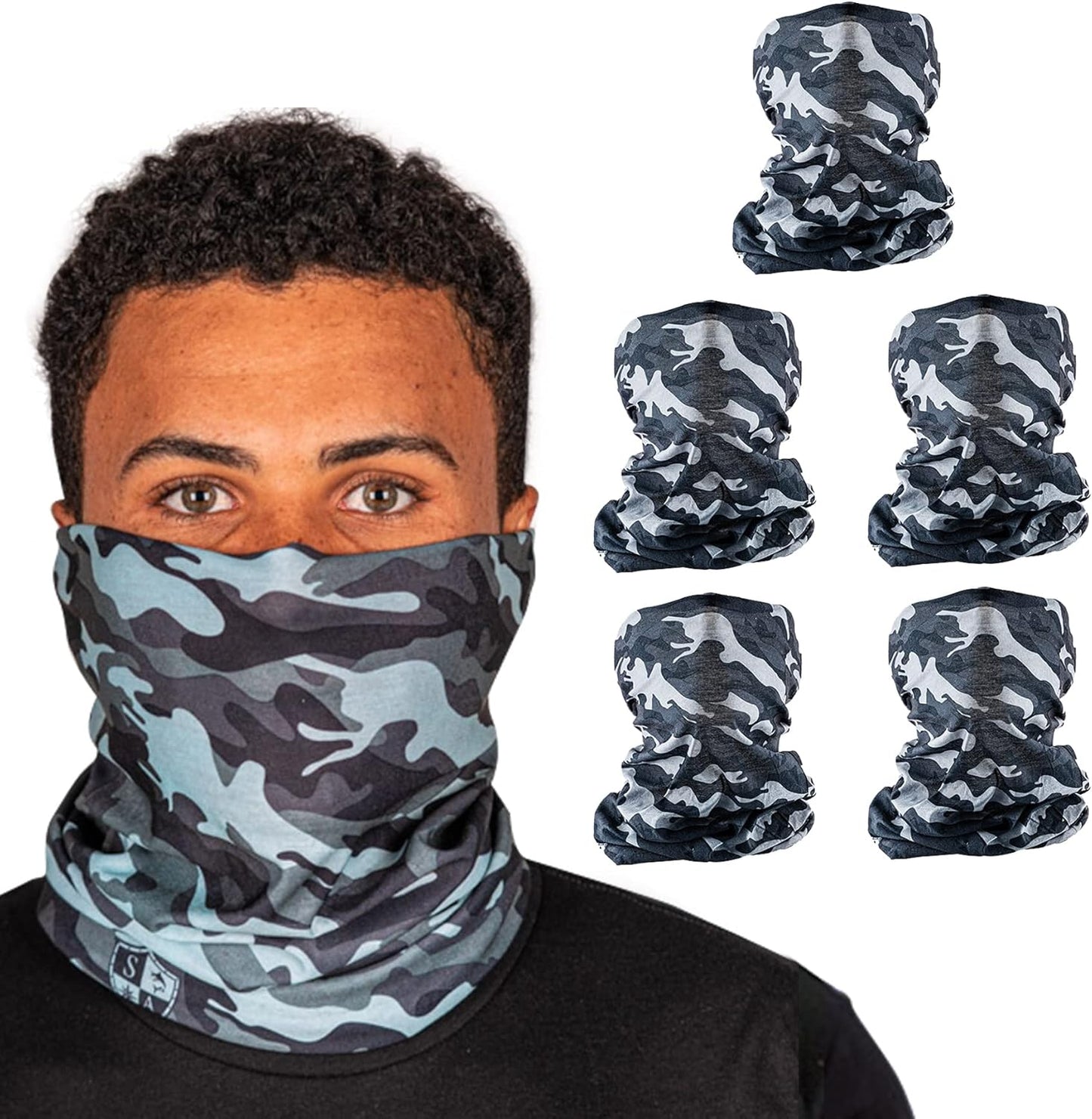 Company 5-Pack UV Face Shield | UV 30+ Multipurpose Neck Gaiter Balaclava for Adults