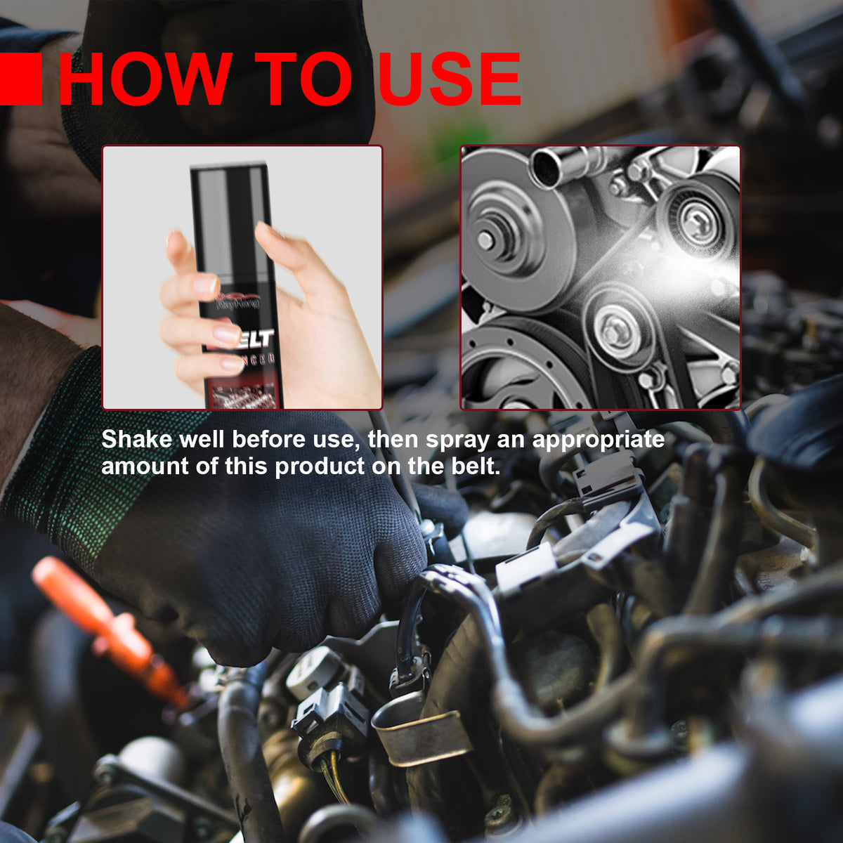 Belt Silencer, Automobile Belt Abnormal Noise Aging Rubber Strip Protection And Maintenance Agent