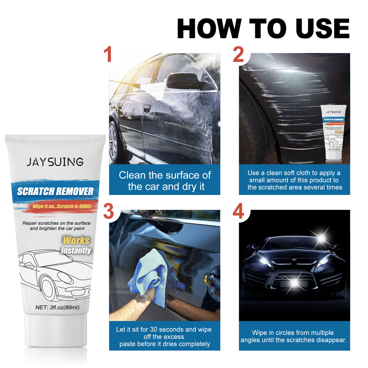 Jaysuing Car Scratch Repair Cream, Car Scratch Repair, Paint Finishing Polishing Renovation And Maintenance Care Cream