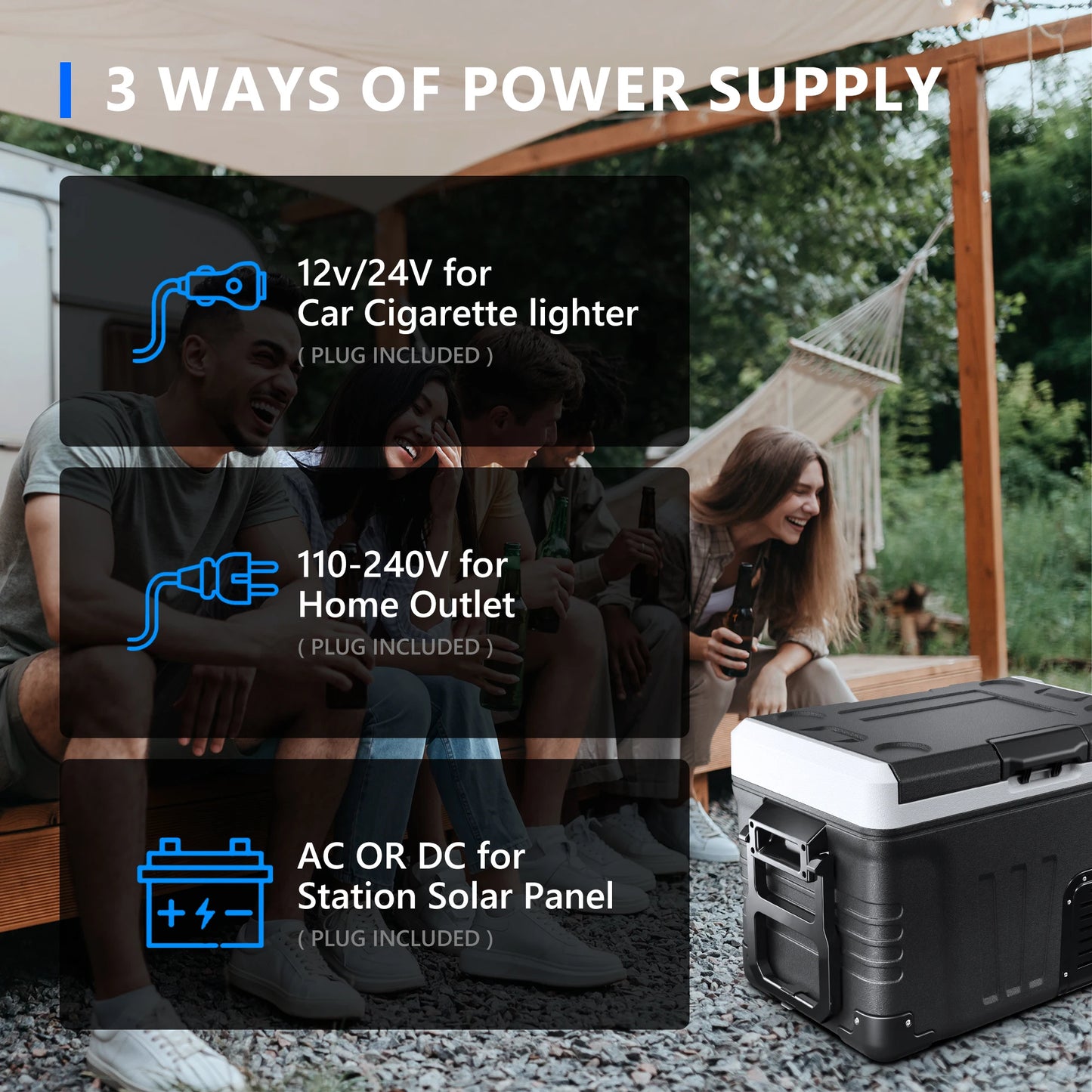 SIMZLIFE 12V Car Refrigerator, 36QT(34L) Portable Freezer 12V/24V DC 110-240V Ac,Electric Cooler with Wheels & 2 Baskets