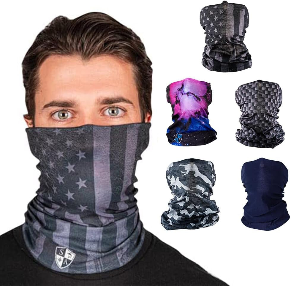 Company 5-Pack UV Face Shield | UV 30+ Multipurpose Neck Gaiter Balaclava for Adults