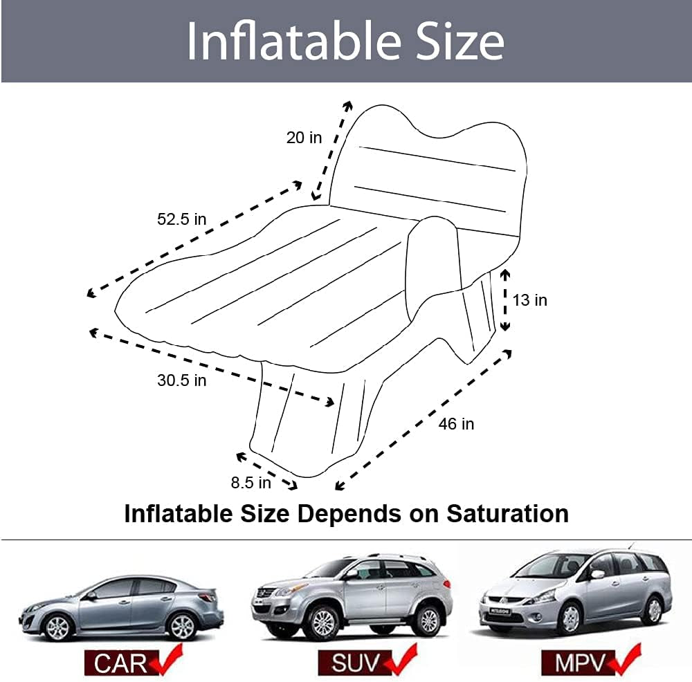 Car Air Mattress, Inflatable Car Mattress for Back Seat, Car Bed with Air Pump, Home Sleeping Pad (TM Gray)