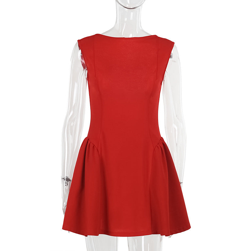 Tailored basic backless A-line dress