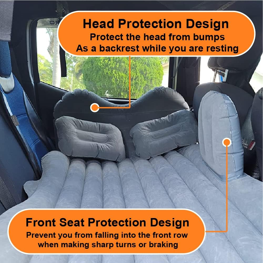 Car Air Mattress, Inflatable Car Mattress for Back Seat, Car Bed with Air Pump, Home Sleeping Pad (TM Gray)