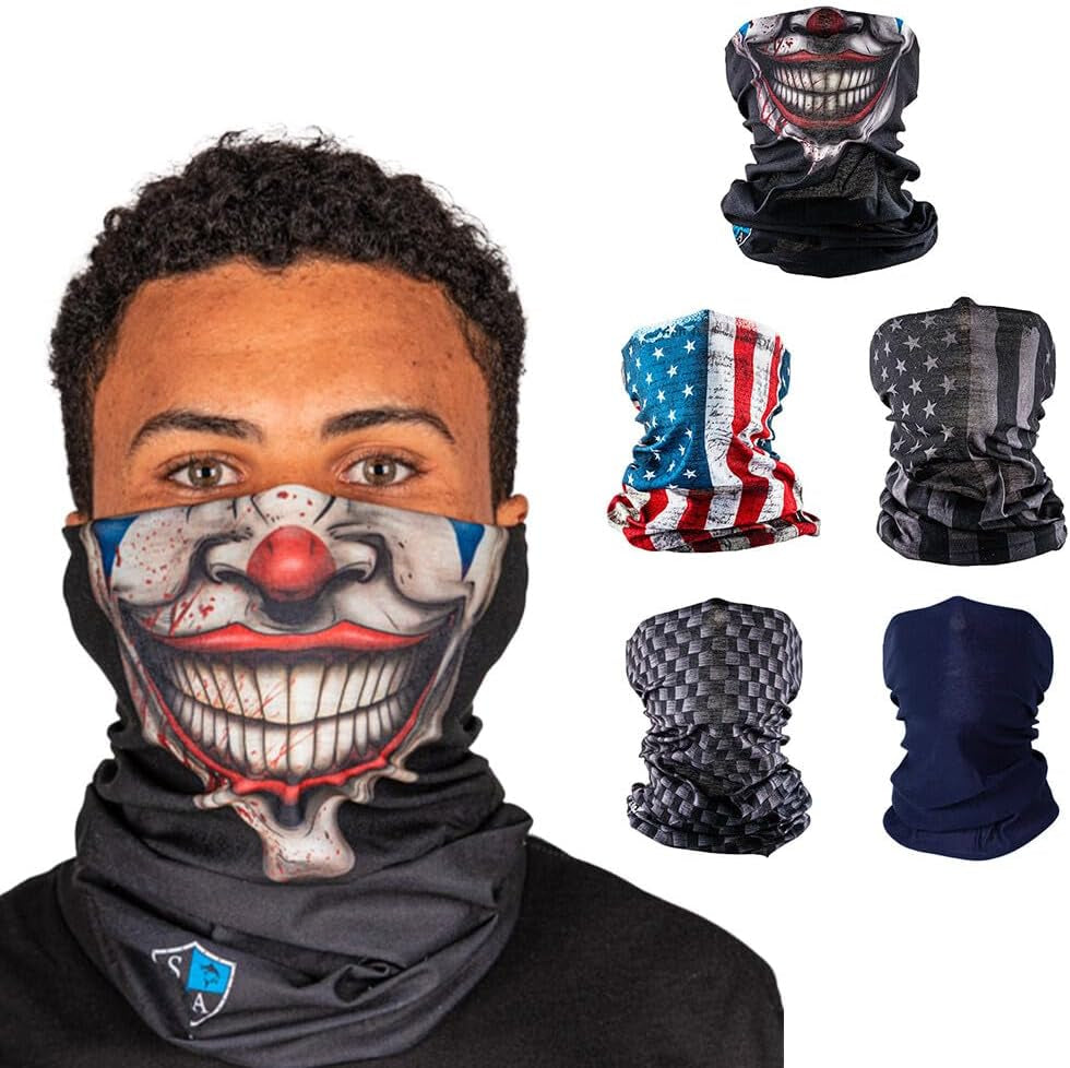 Company 5-Pack UV Face Shield | UV 30+ Multipurpose Neck Gaiter Balaclava for Adults