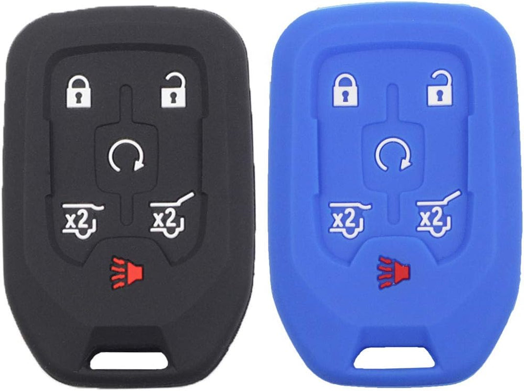 2Pcs 6 Buttons Smart Key Fob Cover Case Remote Protector Skin Keyless Jacket Holder Compatible with Chevrolet Suburban Tahoe 2015 2016 2017 2018 2019 2020 GMC Yukon 13580804 Black Pink