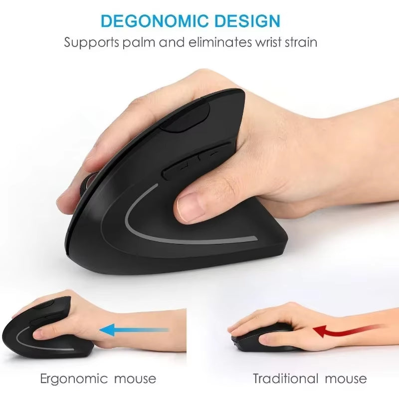 Ergonomic Mouse, 2.4G Vertical Mouse, Optical Mice with USB Receiver, Suitable for Laptops, Pcs, Laptops, Computer