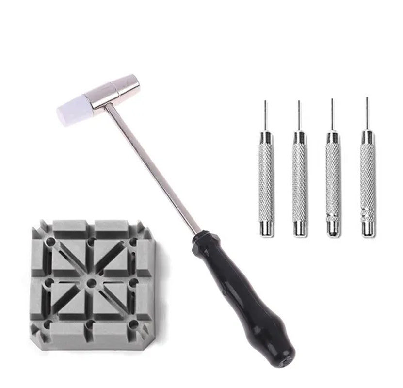Watch Repair Band Link Remover Tool Kit - Hammer Punch Pins Watch Strap Holder