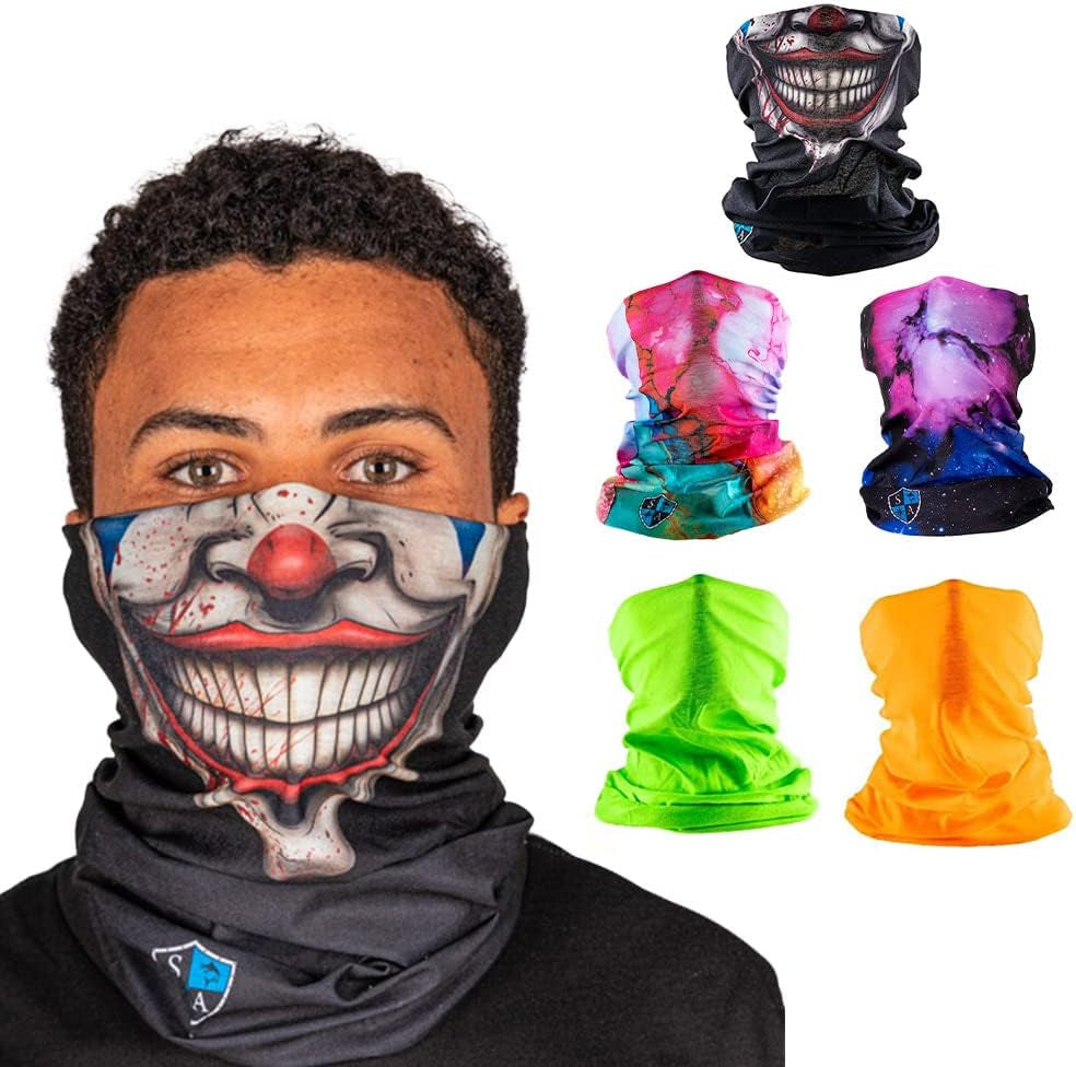 Company 5-Pack UV Face Shield | UV 30+ Multipurpose Neck Gaiter Balaclava for Adults