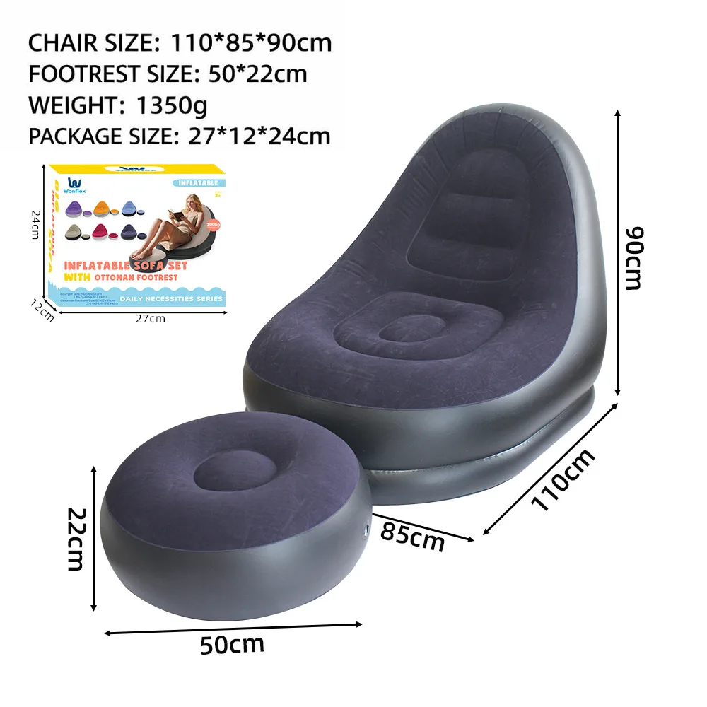 Single Portable Folding Air Cushion Recliner Modern Design Music Festival Inflatable Sofa for Camping and Beach Lazy Sofa Seat
