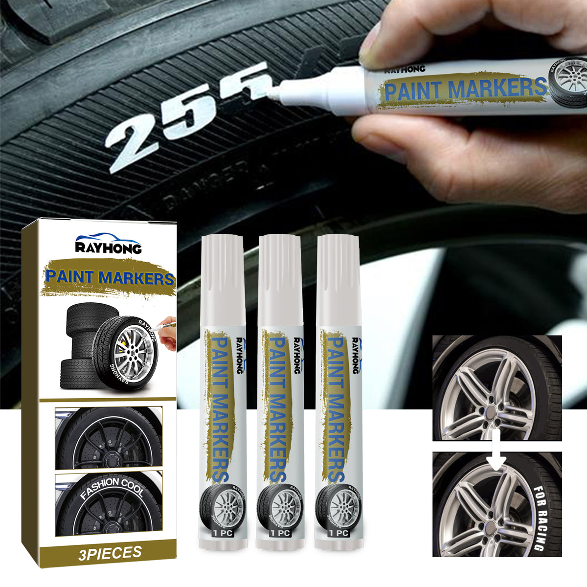 Rayhong Paint Markers, Small Portable Waterproof Quick-Drying Drawing Marker For Cars Doodle Pen