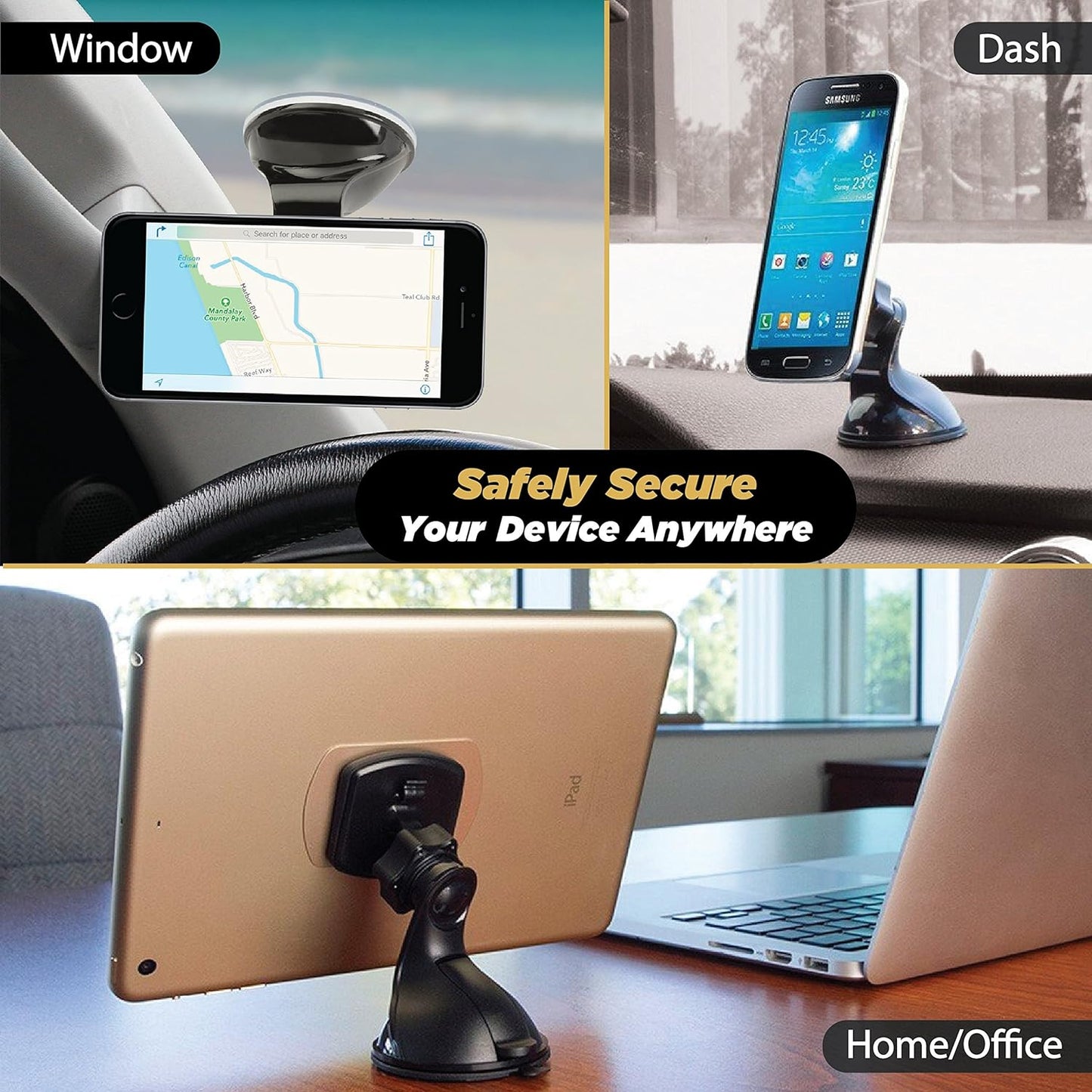 MAGWSM-10PKFLT Magicmount Magnetic Suction Cup Phone Mount for Car Dashboard or Windshield, 360° Adjustable Magnet Head, Universal Cell Phone Holder for Iphone, Samsung & More (Pack of 10)