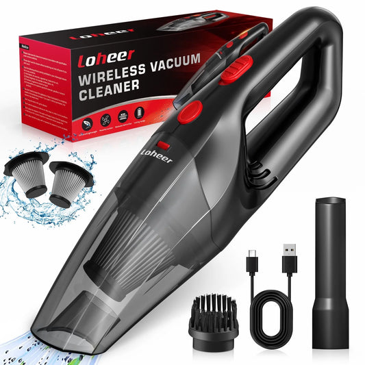 Car Vacuum Cordless, Portable Handheld Vacuum Cleaner, Rechargeable with 2 Stainless Filter