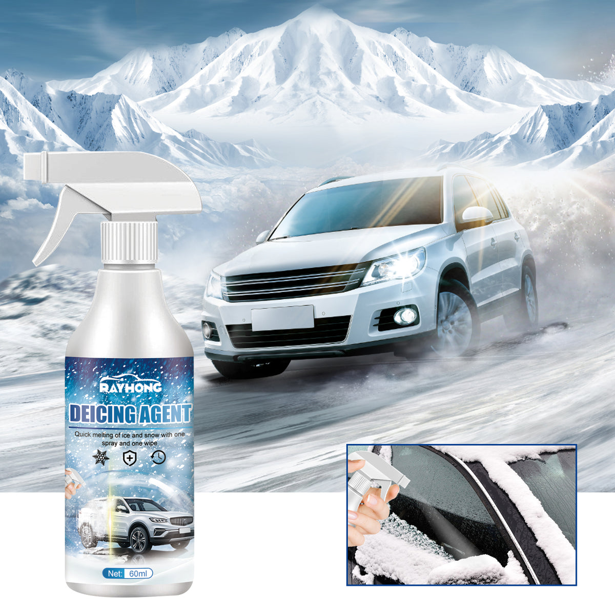 Rayhong Melting Snow Remover Quick Melting Snow Remover For Car Glass In Winter Front Windshield And Window Snow Preventer
