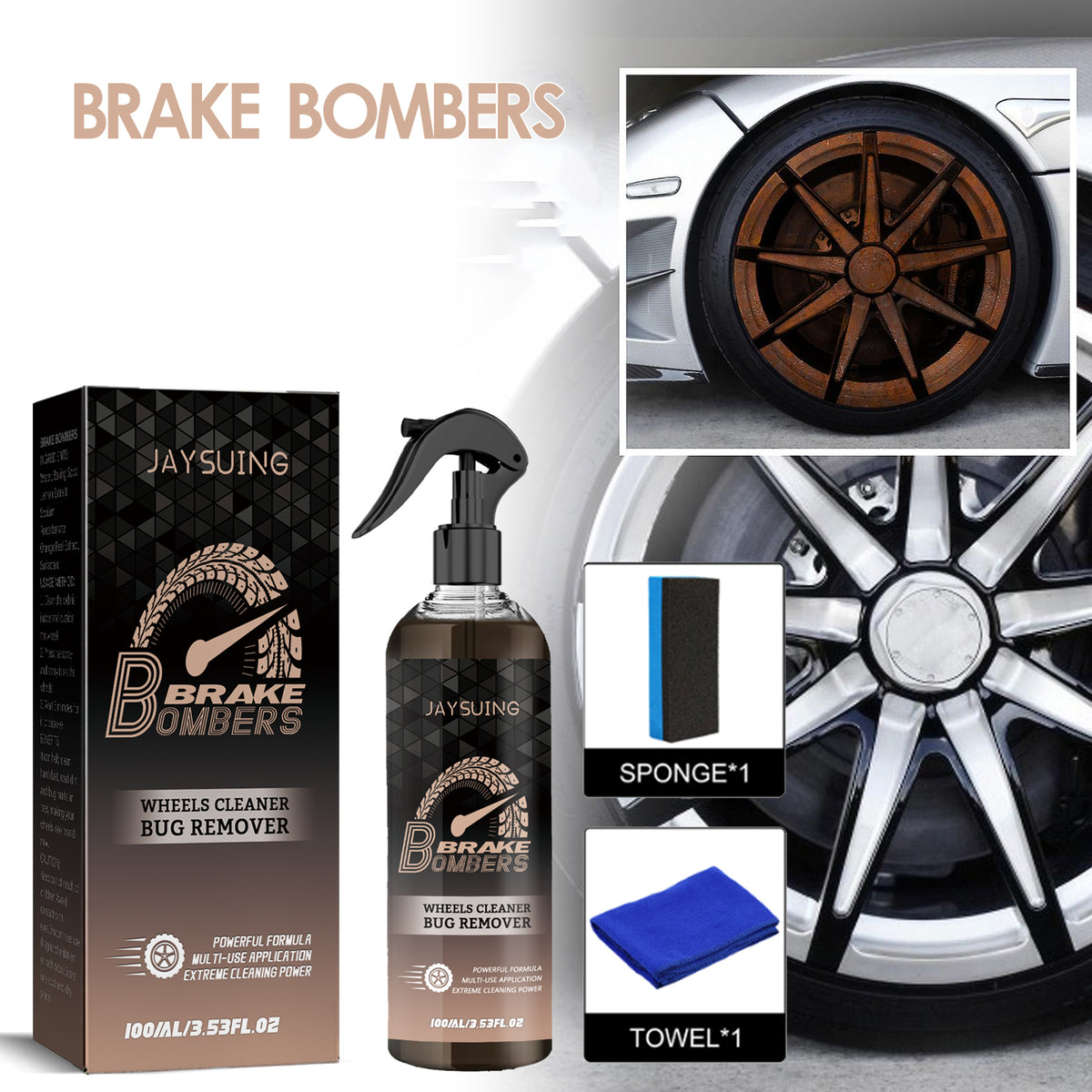 Jaysuing Car Brake Cleaner, Brake Disc Parts Wheel Hub Decontamination Polishing Maintenance Rust Remover
