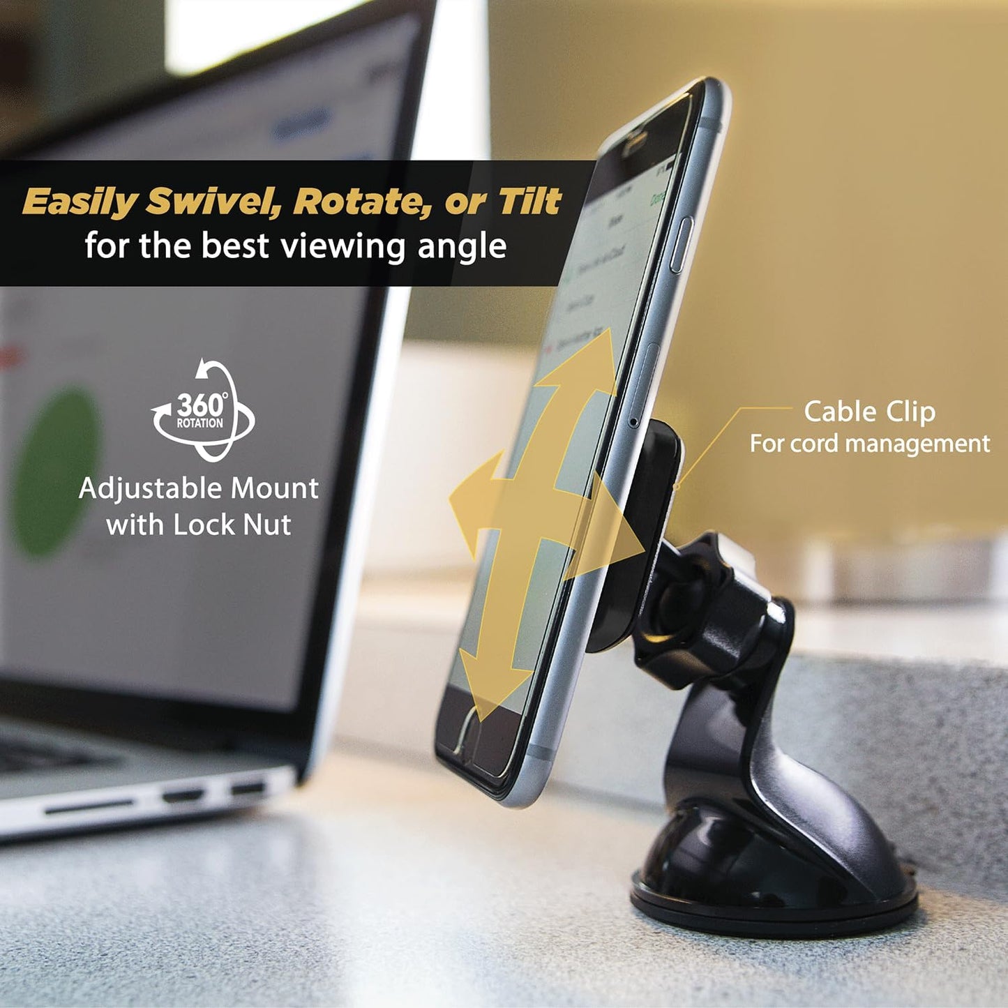MAGWSM-10PKFLT Magicmount Magnetic Suction Cup Phone Mount for Car Dashboard or Windshield, 360° Adjustable Magnet Head, Universal Cell Phone Holder for Iphone, Samsung & More (Pack of 10)