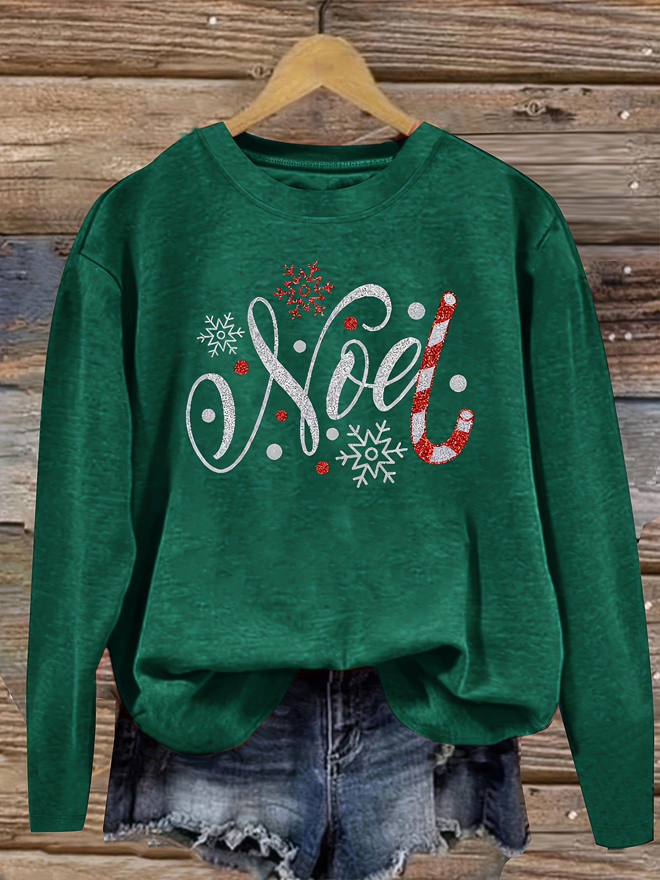 Women's Vintage Christmas Snowflake & Candy Cane Graphic Pri