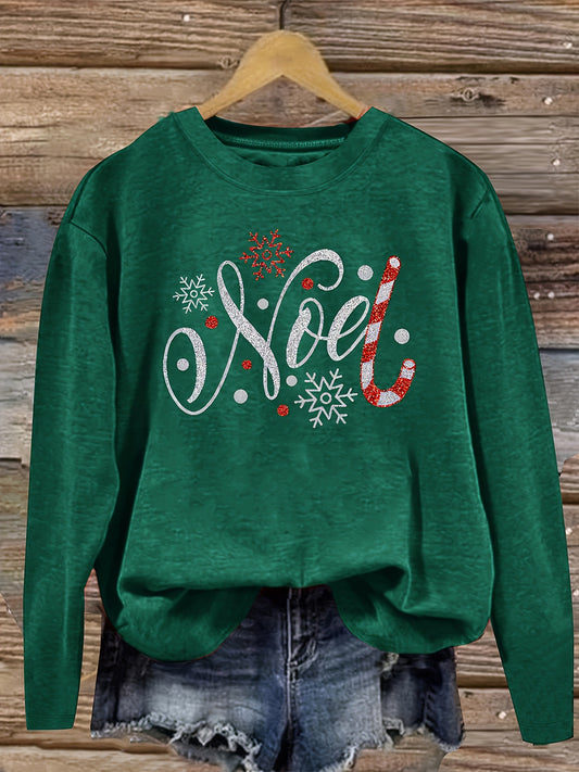 Women's Vintage Christmas Snowflake & Candy Cane Graphic Pri