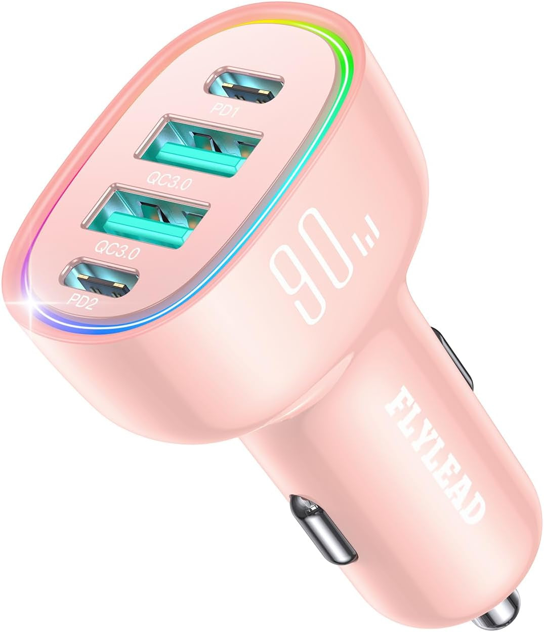 Car Charger USB C 90W 4-Port Car Phone Charger Compatible with Iphone 17/16/15/14/13/12 Pro Max plus [A Must for Family Travel] Super Fast Charging Cigarette Lighter Adapter Port