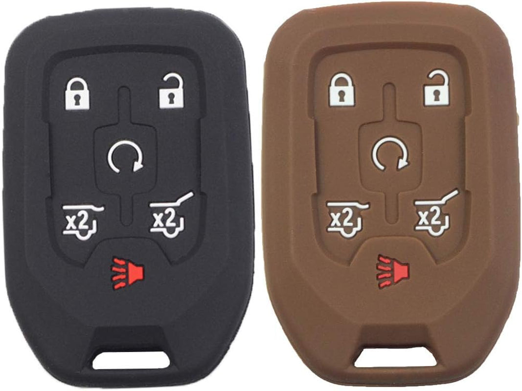2Pcs 6 Buttons Smart Key Fob Cover Case Remote Protector Skin Keyless Jacket Holder Compatible with Chevrolet Suburban Tahoe 2015 2016 2017 2018 2019 2020 GMC Yukon 13580804 Black Pink