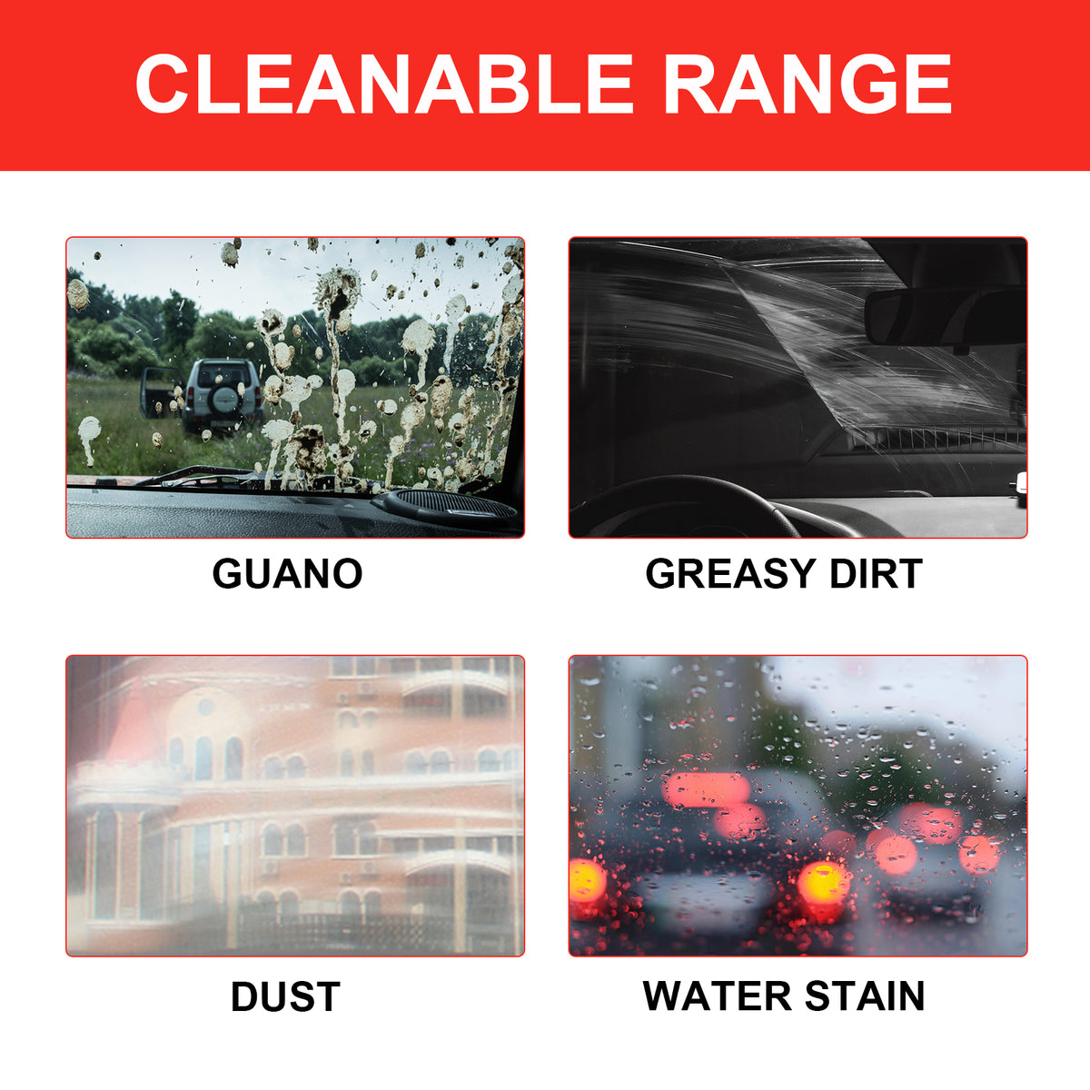 RAYHONG Glass Detergent, Car Front Windshield Window Stain Remover Oil Film Cleaner