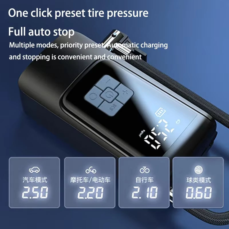 Digital Display Car Air Pump Wireless Dual Power Air Pump Tire Pump Portable Intelligent Digital Display Air Pump