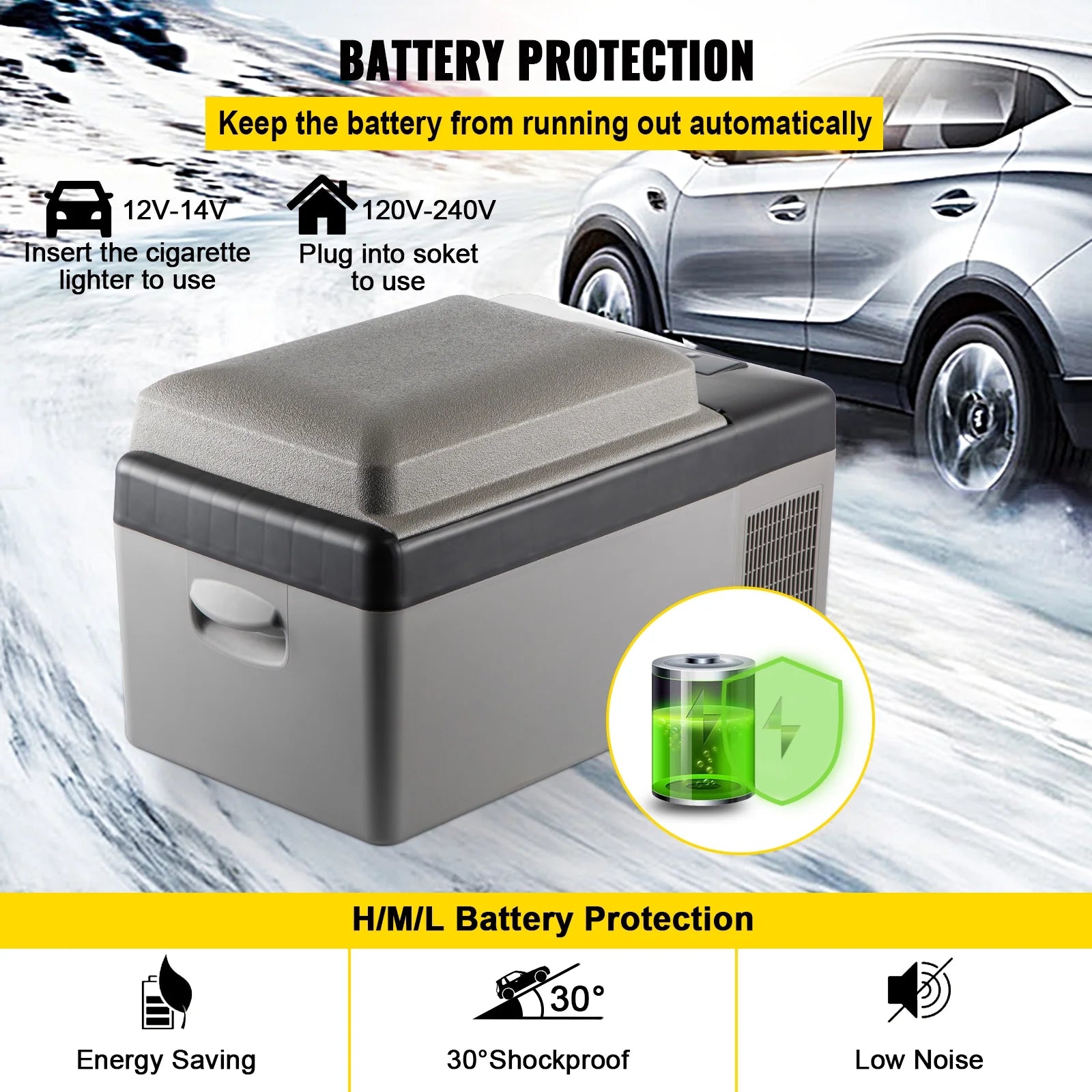21 Qt (20L) Electric Cooler DC/AC, -4℉~68℉, Freezer Fridge Cooler , 12V Car Refrigerator App Control Camping, Travel, Fishing, Outdoor Use