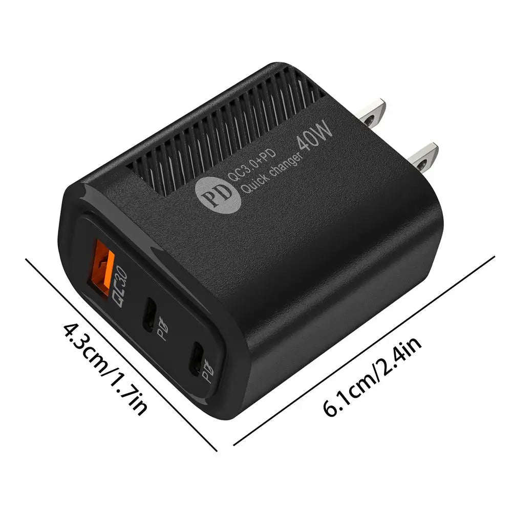 Fast Charge Charger Type C 40W USB Phone Charger Adapter QC3.0 2PD Charging Head Block Charger for Iphone Charger Power Bank