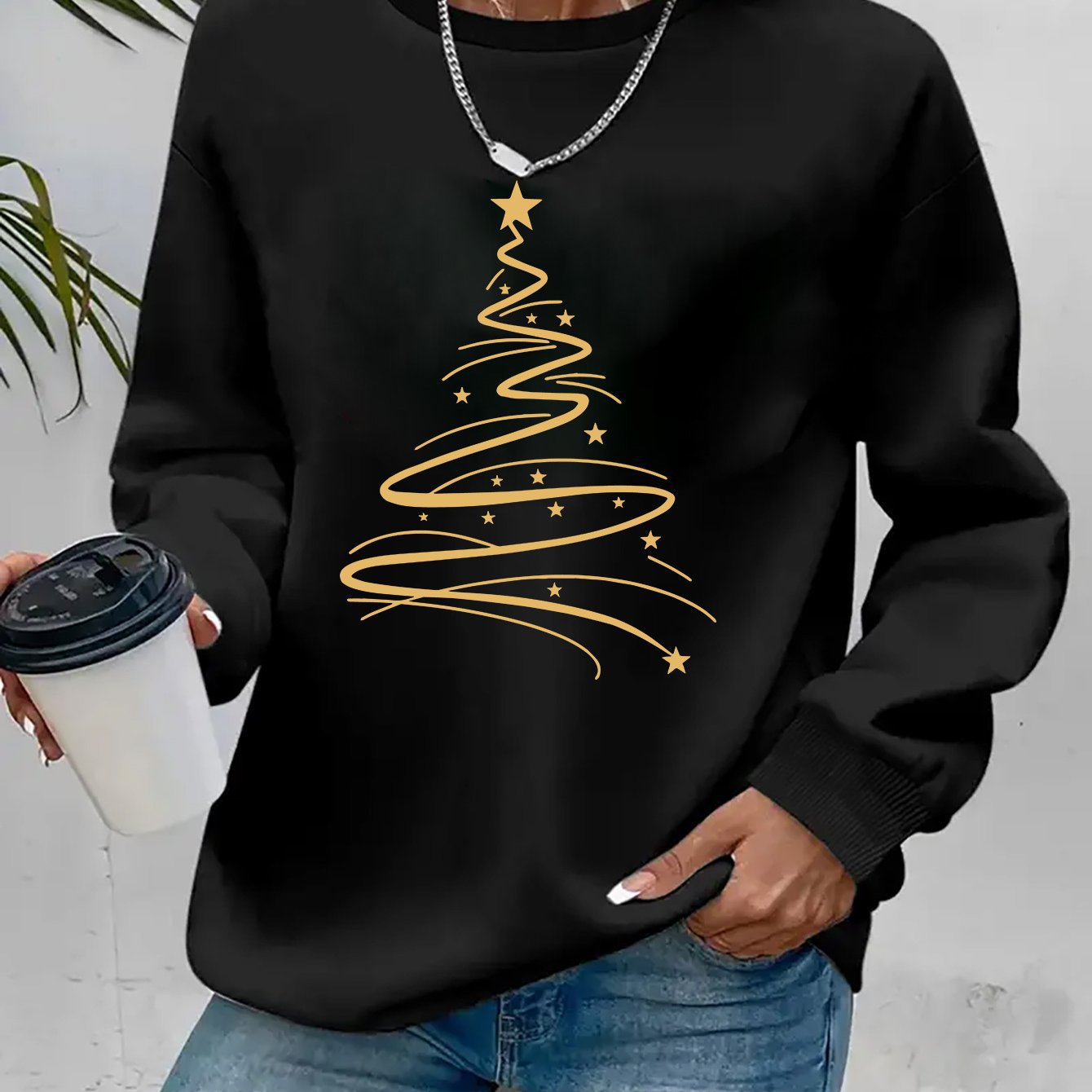 Women's Casual Christmas Print Long Sleeve Sweatshirt - Vibr