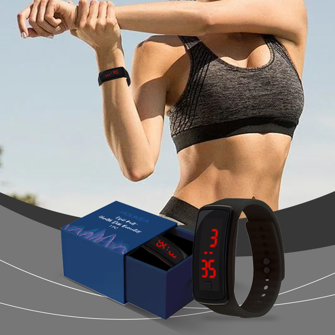 Houkea Fashion Sports Watch Versatile and Fashionable Outdoor Fitness Sports Convenient Watch for Daily Time Management