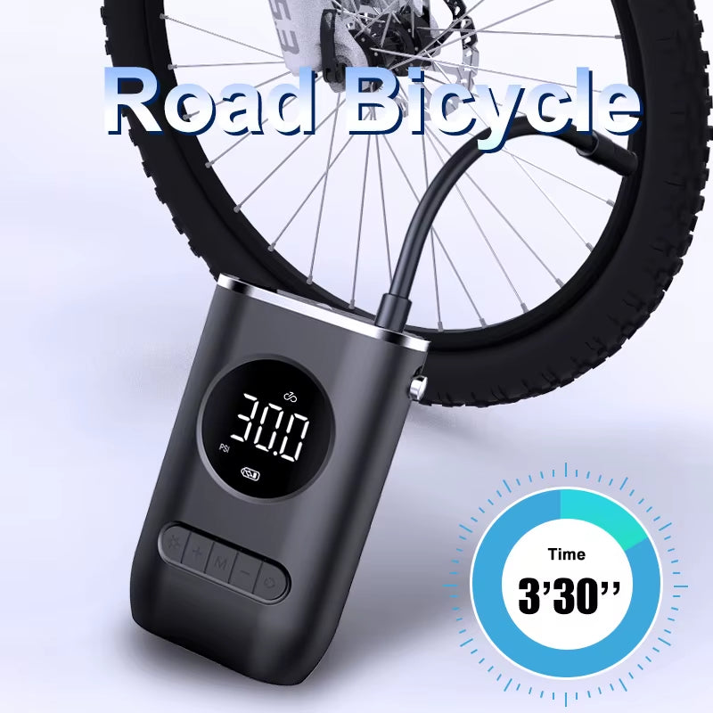 1 Set Car Air Pump Portable Mini Self Propelled Electric Tire Pump Handheld Wireless Digital Display Charging Pump
