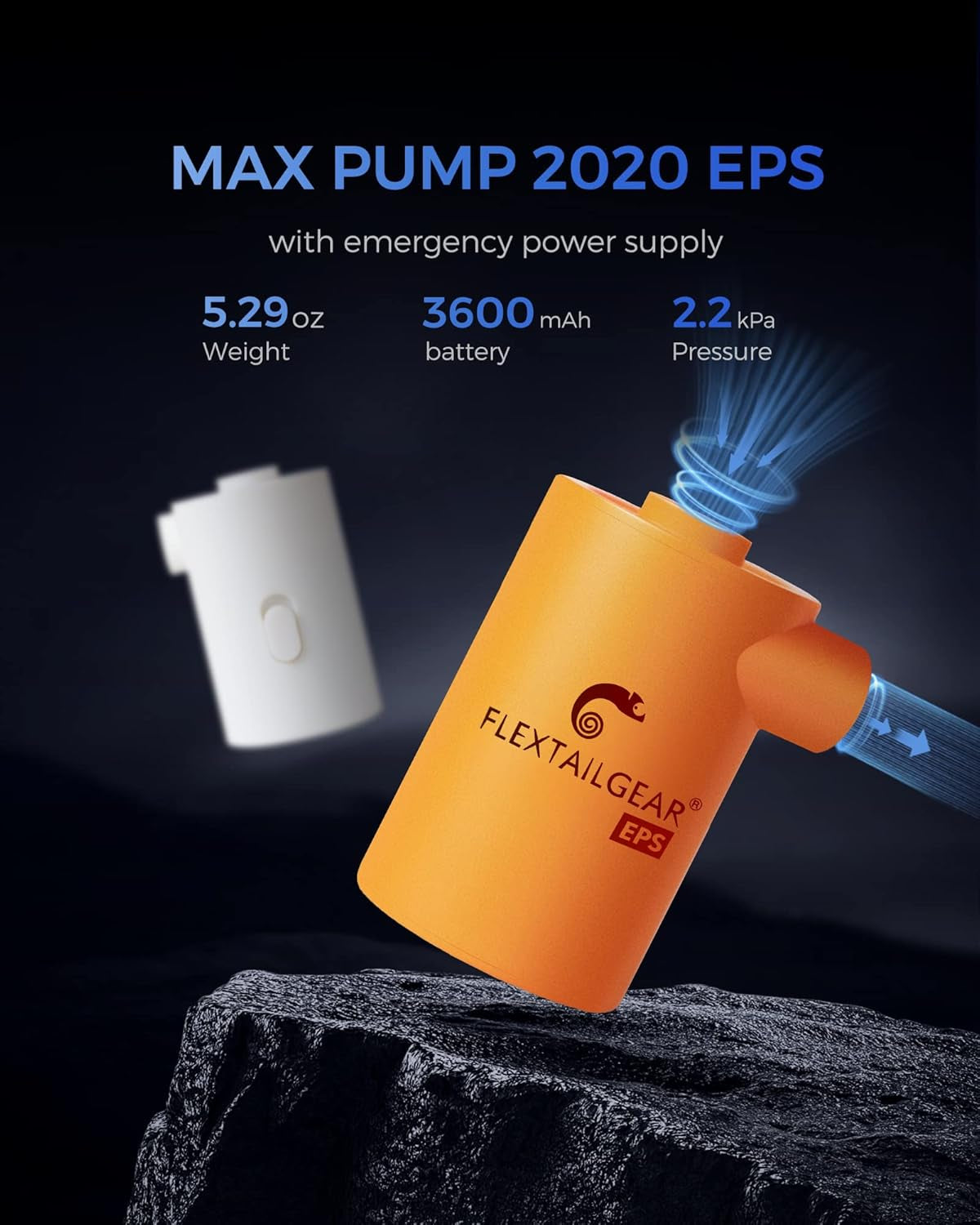 Portable Camping Air Pump, Electric Air Mattresses Pump with 3600Mah Emergency Power Supply, 300 L/Min Airflow for Rapid In/Deflation for Air Bed, Pool Float, Inflatables, Sleeping Pads