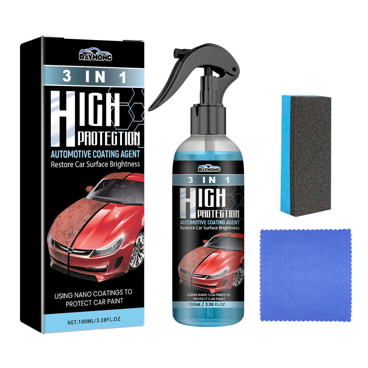 Rayhong Coating Agent 3-In-1 Oil Removal Polishing Protection Repair Scratches Car Paint Cleaning And Maintenance Coating
