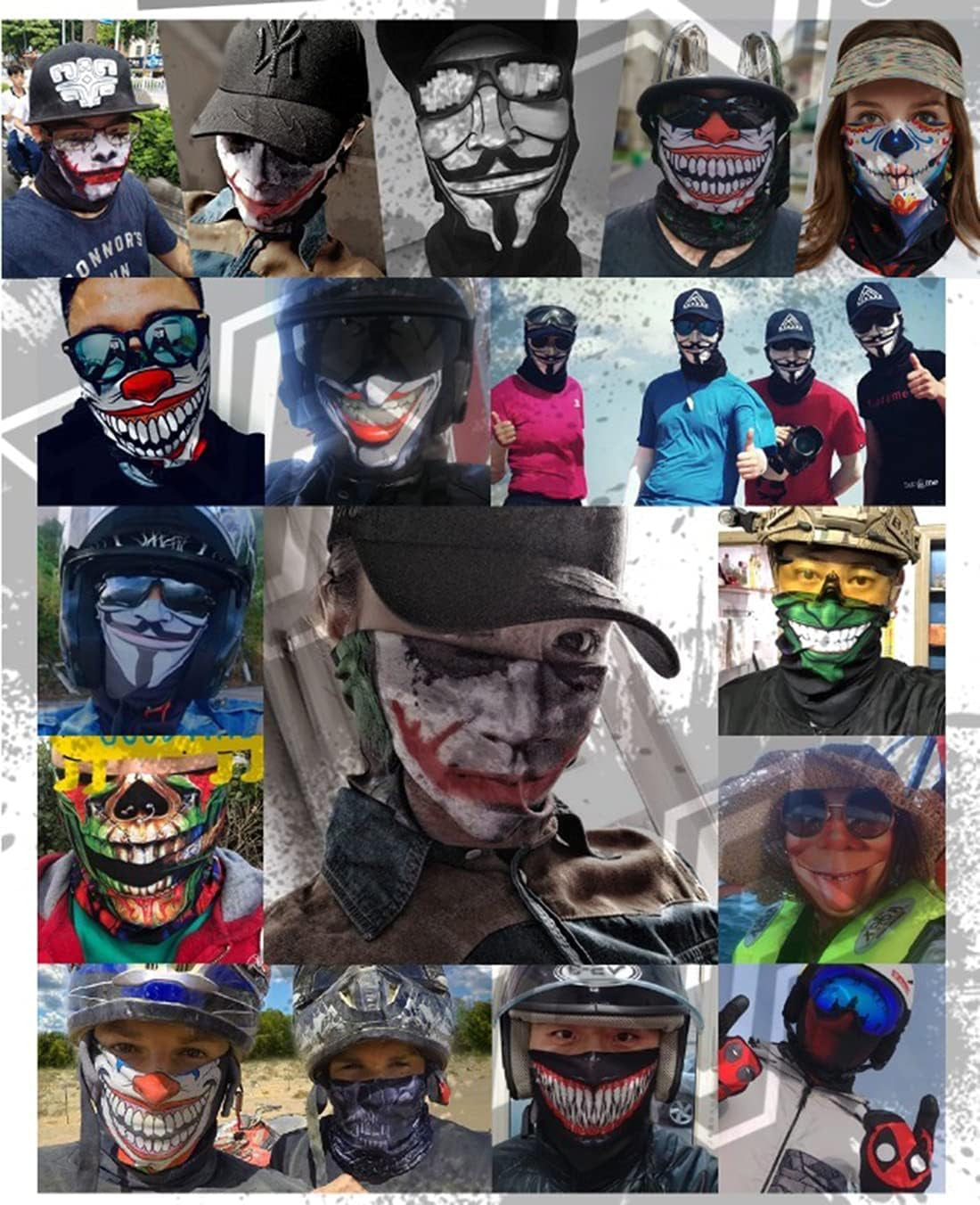 Half Seamless Bandanas for Men Mask for Dust Wind Sun Protection UV Motorcycle Skull Mask,Neck Gaiter Face Mask Men