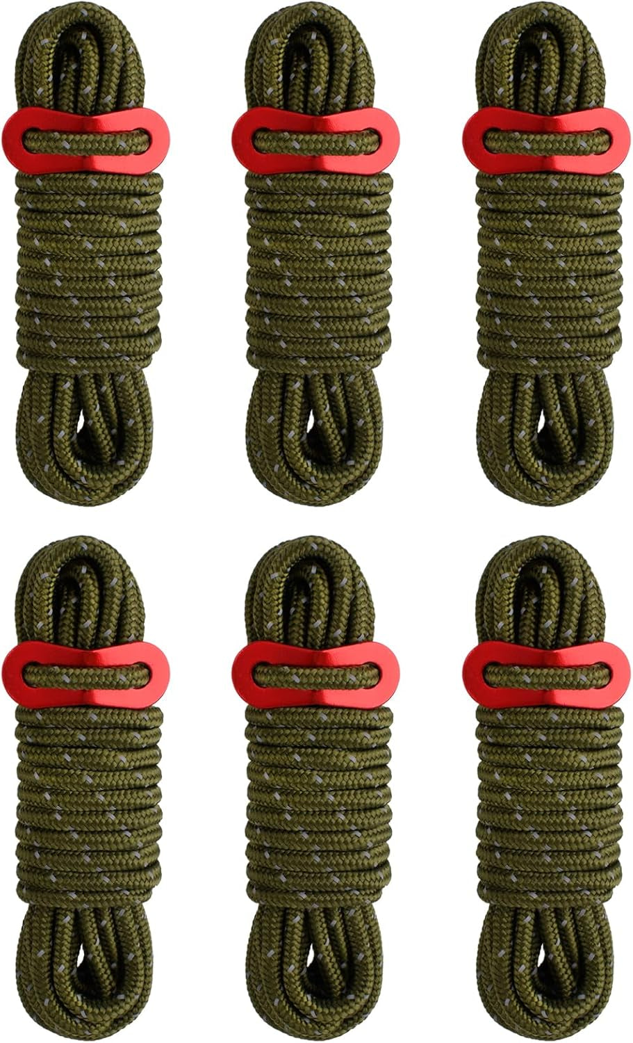 Reflective Guyline, Tent Cord Nylon Paracord Rope with Guyline Adjuster for Camping Tent, Outdoor Packaging (Black - 4 Pack)