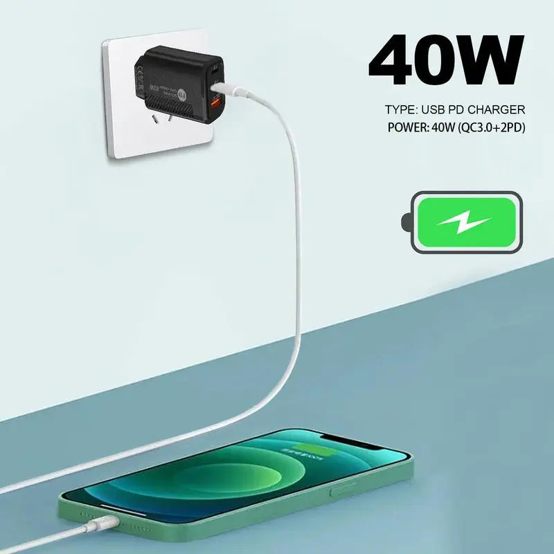 Fast Charge Charger Type C 40W USB Phone Charger Adapter QC3.0 2PD Charging Head Block Charger for Iphone Charger Power Bank