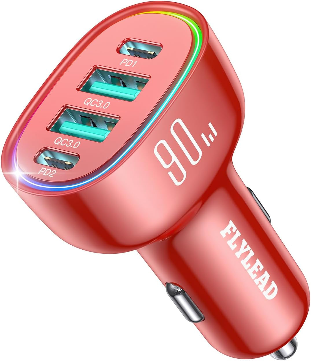 Car Charger USB C 90W 4-Port Car Phone Charger Compatible with Iphone 17/16/15/14/13/12 Pro Max plus [A Must for Family Travel] Super Fast Charging Cigarette Lighter Adapter Port