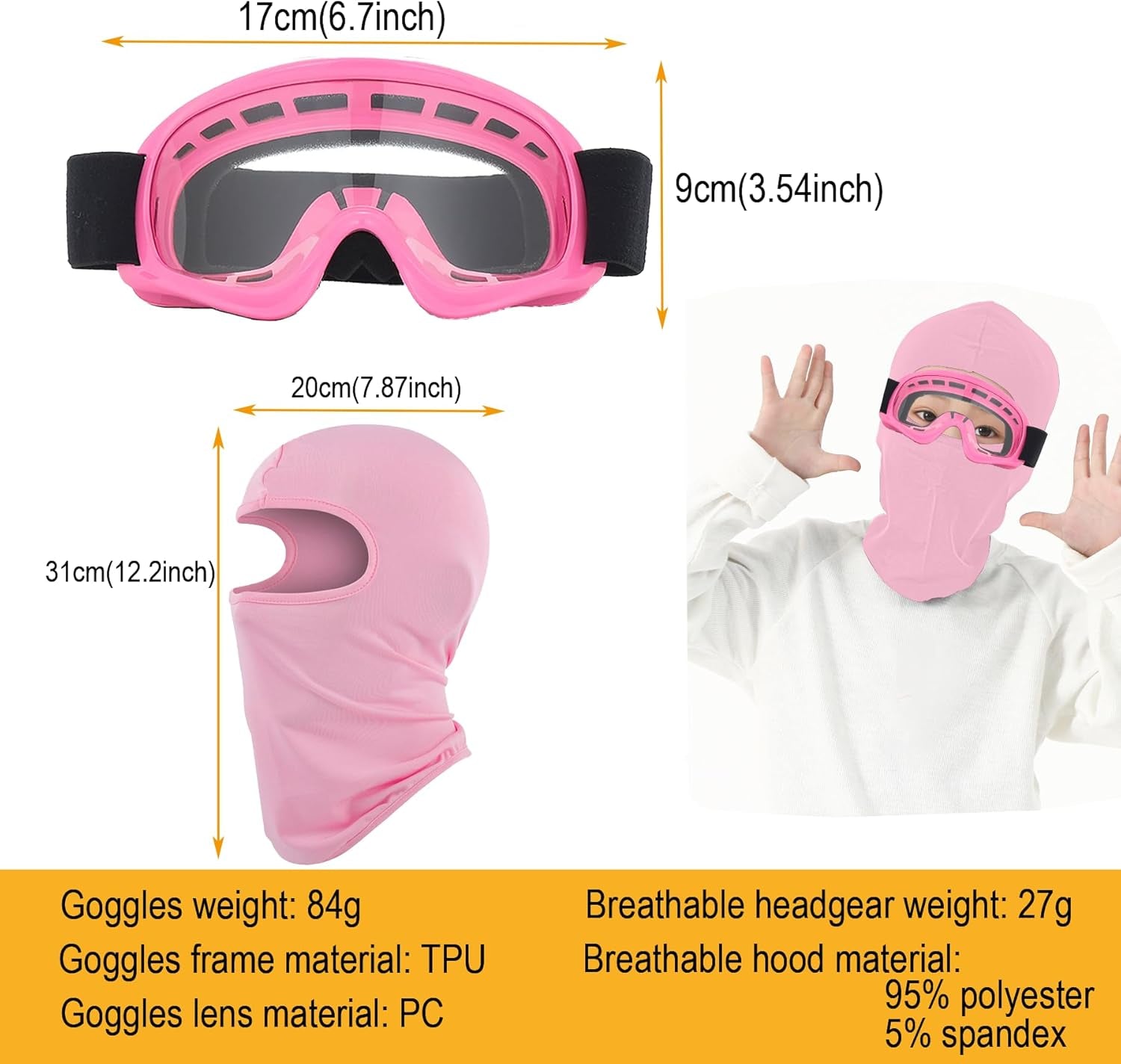 Kids Dirt Bike Goggles ATV Motorcycle Off-Road Riding Motocross Glasses with Sun UV Protection Balaclava Full Face Cover