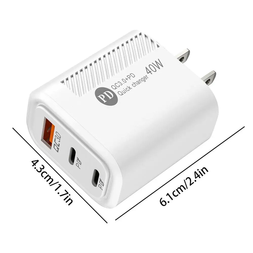 Fast Charge Charger Type C 40W USB Phone Charger Adapter QC3.0 2PD Charging Head Block Charger for Iphone Charger Power Bank