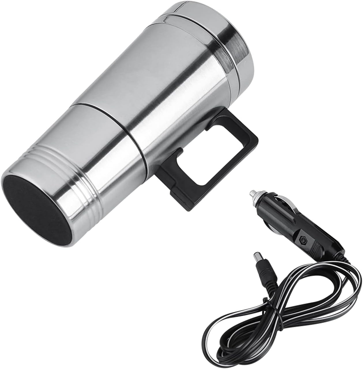 300Ml Car Electric Tea Kettle, 12V Stainless Steel Electric In-Car Travel Heating Cup Car Water Heater Travel Portable Heating Cup with Lid for Most Car Cup Holders, 6.5X19.5Cm