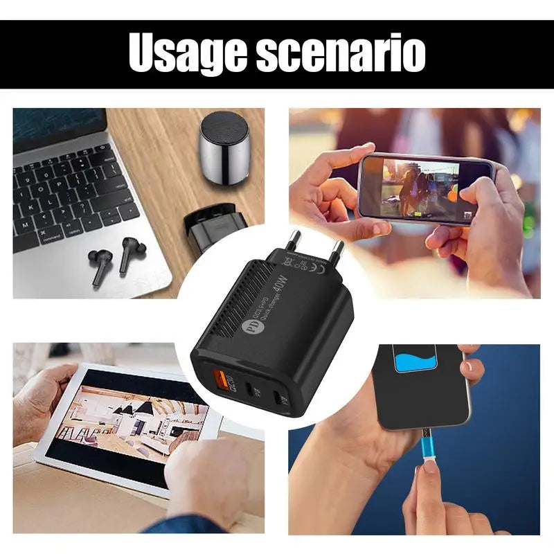 Fast Charge Charger Type C 40W USB Phone Charger Adapter QC3.0 2PD Charging Head Block Charger for Iphone Charger Power Bank