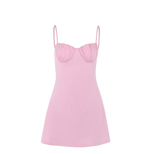 სექსუალური ყოველდღიური მინი კაბა ზურგის გარეშე, თასმებით