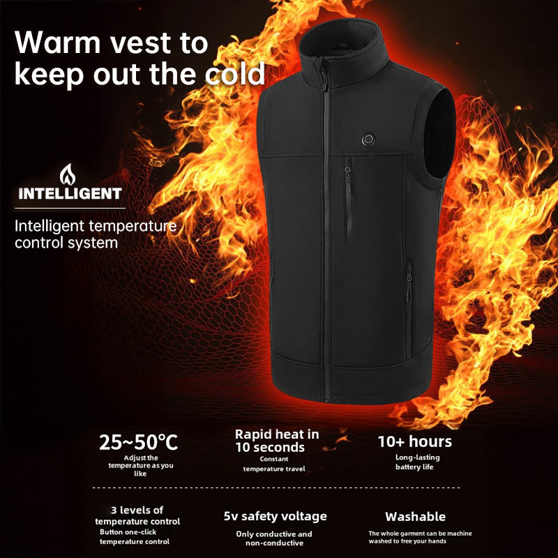 Men Women 9 Areas Heated Vest USB Charging Heated Jacket Washed Keep Warm Hiking Vest Winter Fishing Skiing Vest Heated Coats