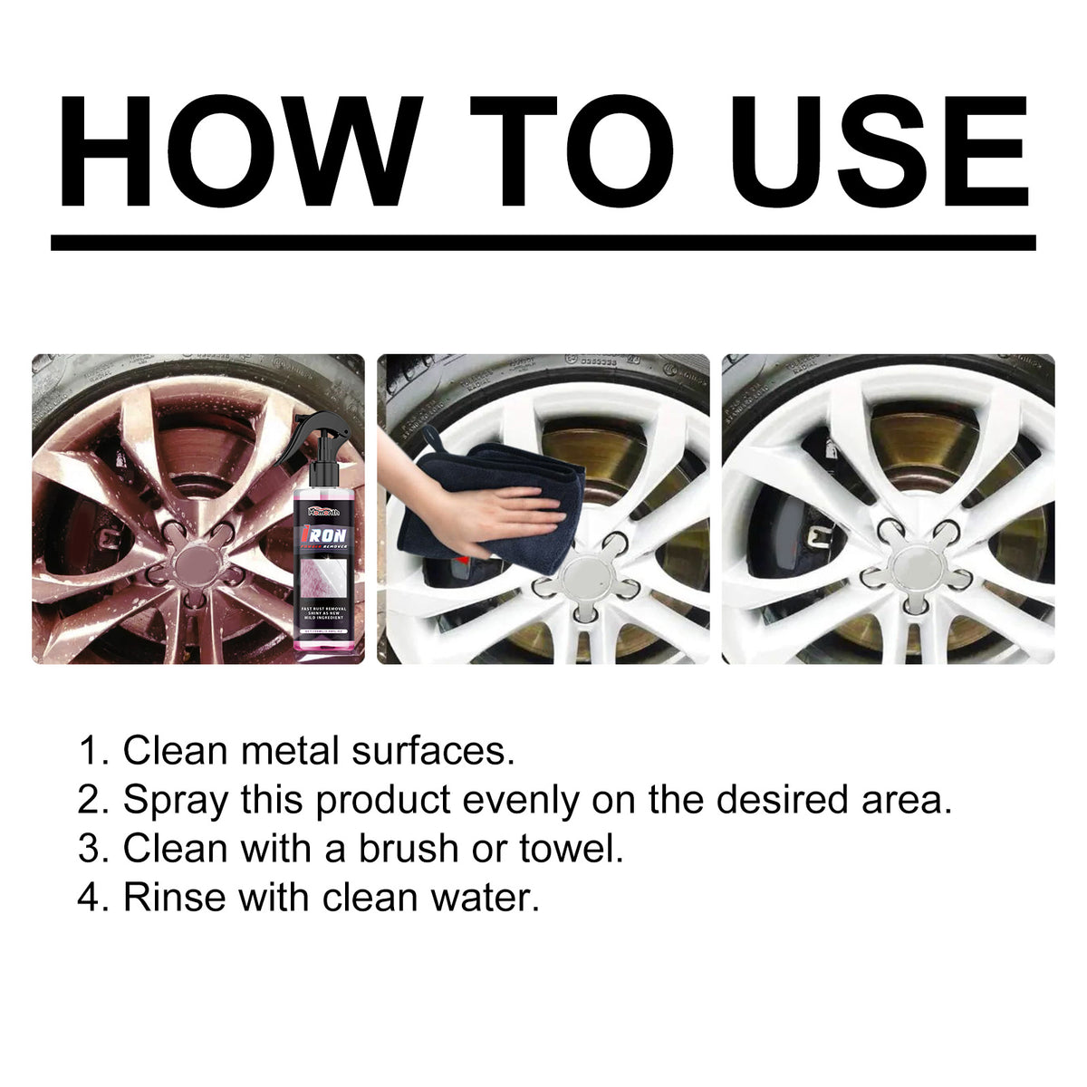 Wheel Paint Removal Iron Spray, Automobile Metal Rust Refurbishment Anti-Rust Care And Maintenance Cleaner